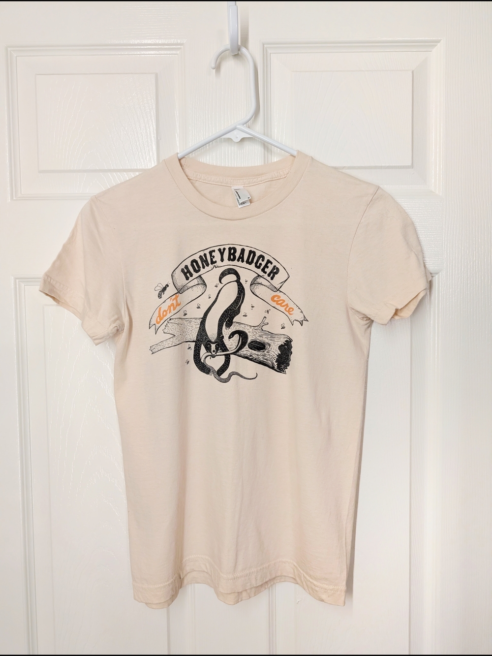 American Apparel Cream Honeybadger Graphic Tee